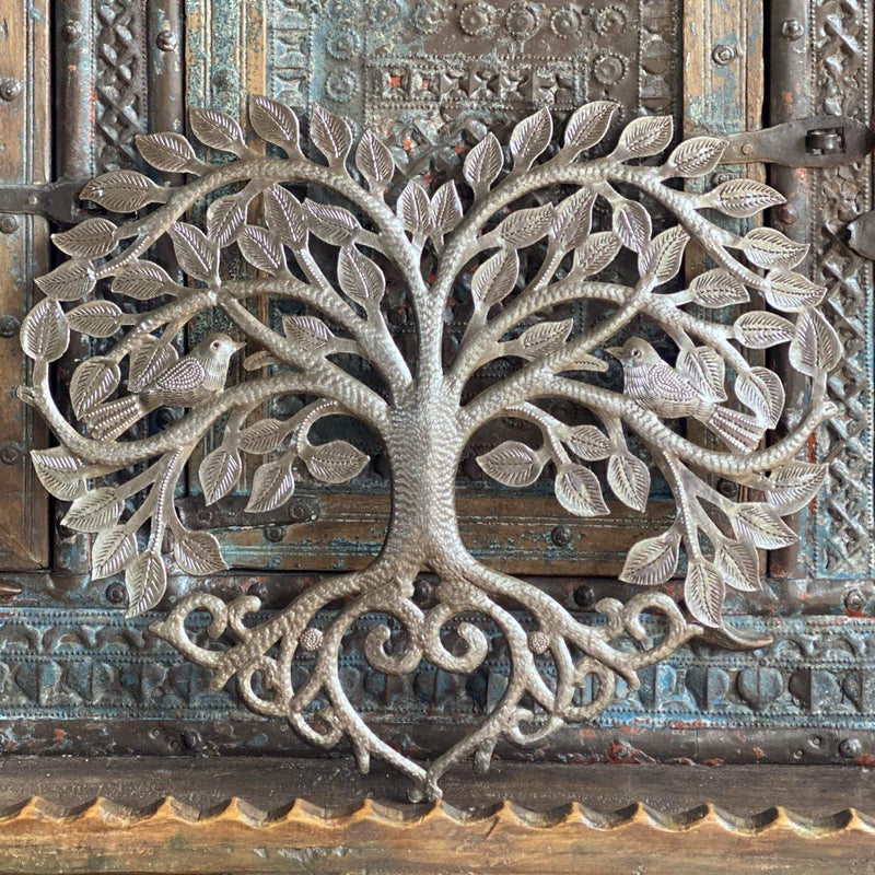 It's Cactus Metal Heart Shaped Tree of Life Decor, Wall Hanging Artwork, Handmade in Haiti, Celtic Family 17 X 16 Inches - Image 3